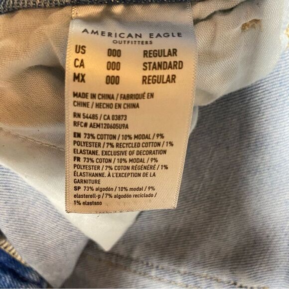 AMERICAN EAGLE Jeans Distressed High Waist Skinny Stretch Denim Womens 000 Blue - Picture 4 of 7
